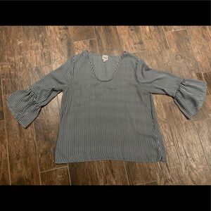 Black and white striped blouse